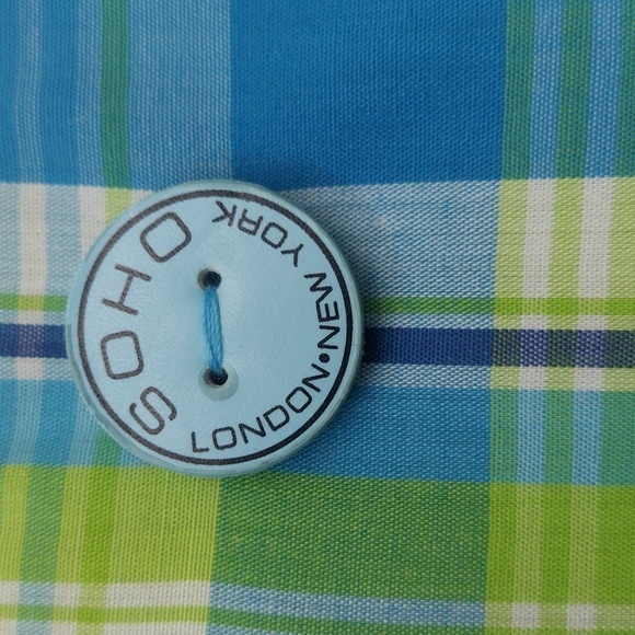 Soho London New York Blue Madras Beauty Bag, Like New - Picture 2 of 6